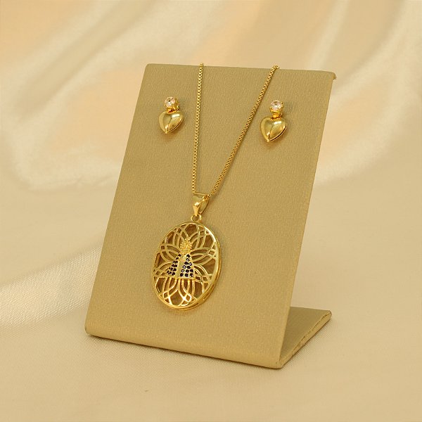 Conjunto Nossa Senhora Aparecida Folheado a Ouro 18k