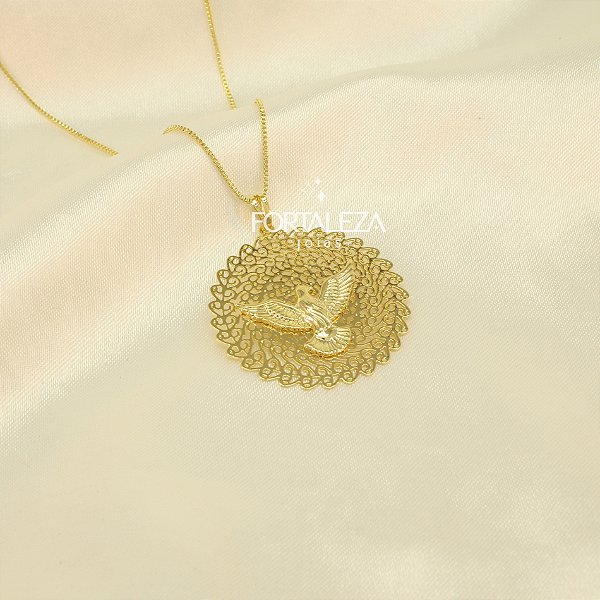 Gargantilha Divino Espírito Santo Banhado a Ouro 18k