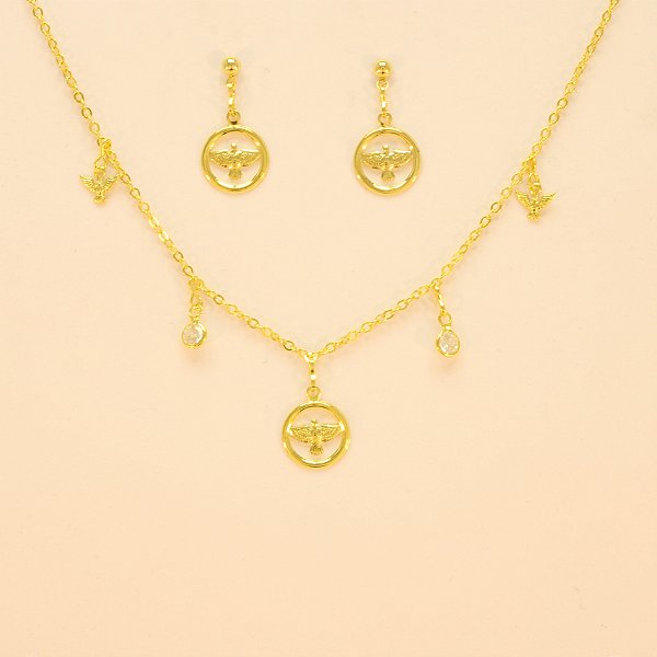 Conjunto Espírito Santo Folheado a Ouro 18k