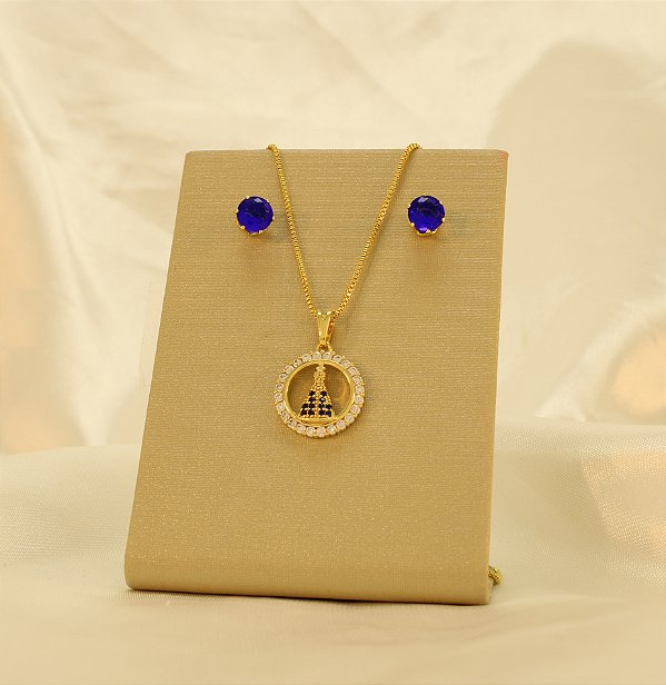 Conjunto Nossa Senhora Aparecida Folheado a Ouro 18k