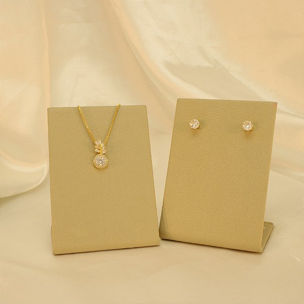 Conjunto Ramo Cravejado em Zircônia Folheado a Ouro 18k