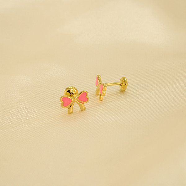 Brinco de Lacinho Folheado a Ouro 18k