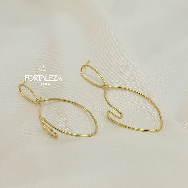 Brinco Aro Liso Orgânico Banhado a Ouro 18k