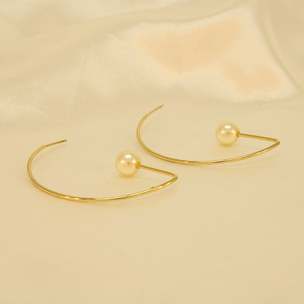 Brinco Argola com Pérola Folheado a Ouro 18k