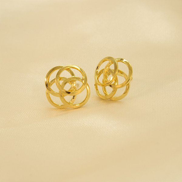 Brinco com Design de Aro Liso Folheado a Ouro 18k