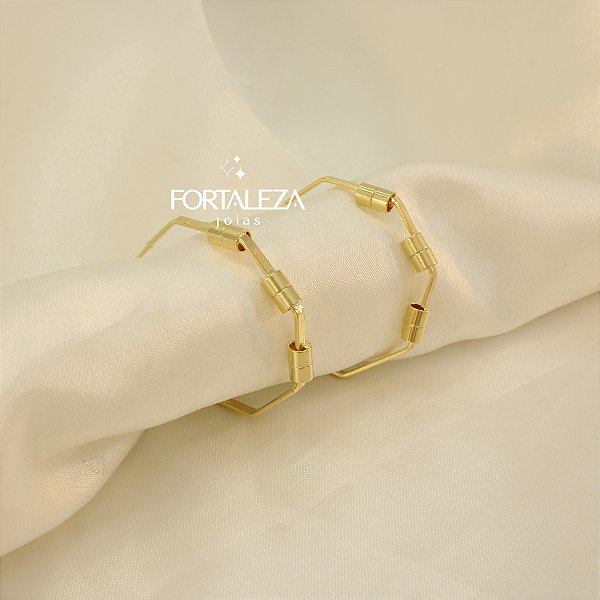 Brinco Argola com Canutilho Banhado a Ouro 18k