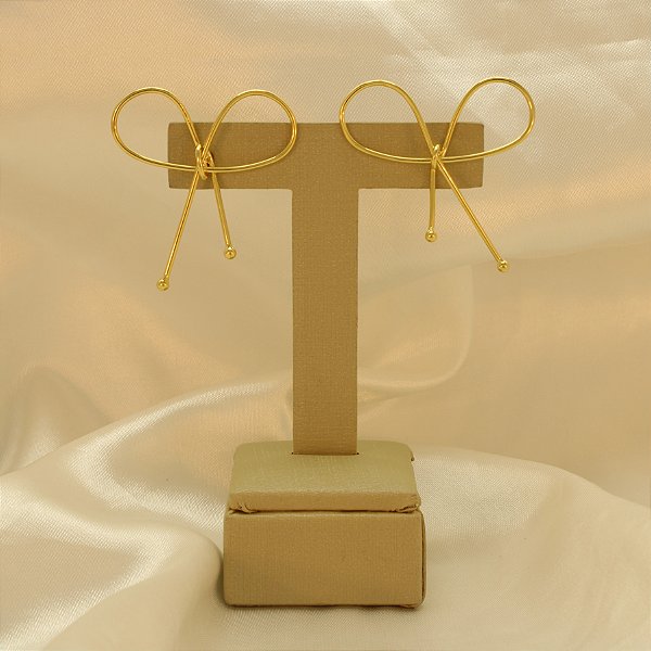 Brinco com Design de Laço Folheado a Ouro 18k