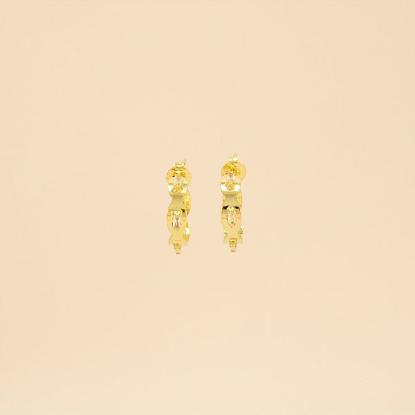Brinco Argola com Zircônias Cristal Folheado a Ouro 18k