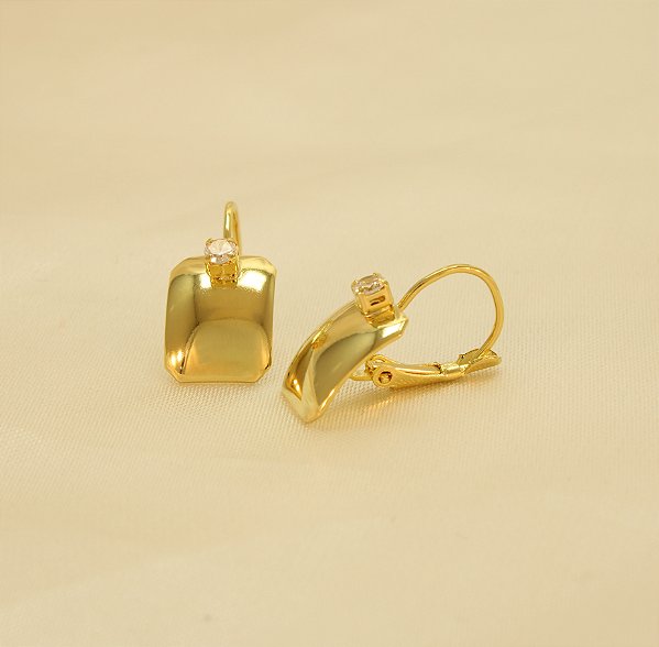 Brinco Fecho Italiano com Zircônia Banhado a Ouro 18k