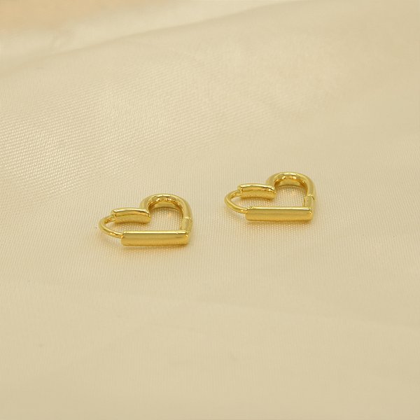 Brinco Argola Design de Coração Folheado a Ouro 18k