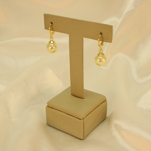 Brinco Argola com Pérola Folheado a Ouro 18k