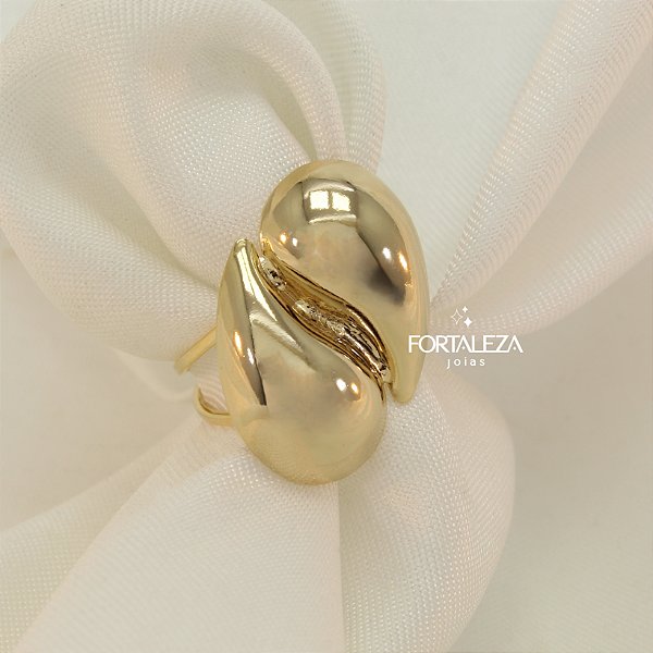 Anel Gota Dupla Banhado a Ouro 18k