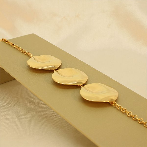Pulseira com Design Martelado Folheado a Ouro 18k