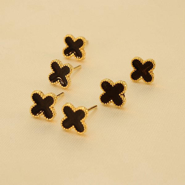 Brinco em Trio de Trevo Folheado a Ouro 18k