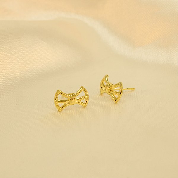 Brinco de Laço Vazado Folheado a Ouro 18k