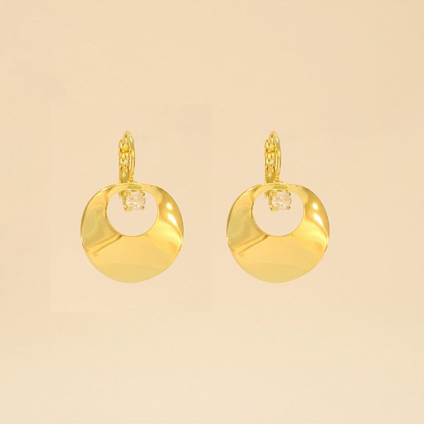 Brinco Fecho Italiano com Zircônia Folheado a Ouro 18k