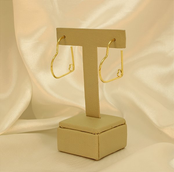 Brinco Argola de Coração Folheado a Ouro 18k