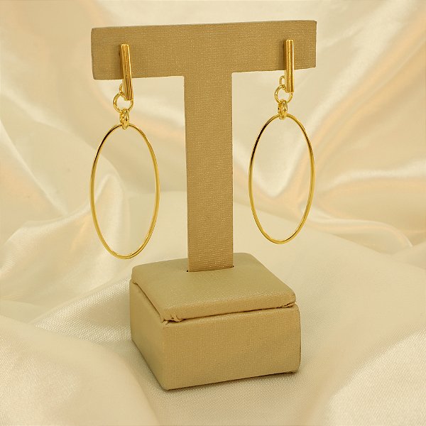 Brinco com Aro Vazado Banhado a Ouro 18k