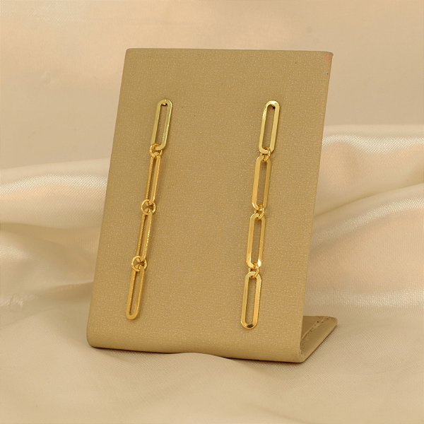 Brinco com Elos Folheado a Ouro 18k