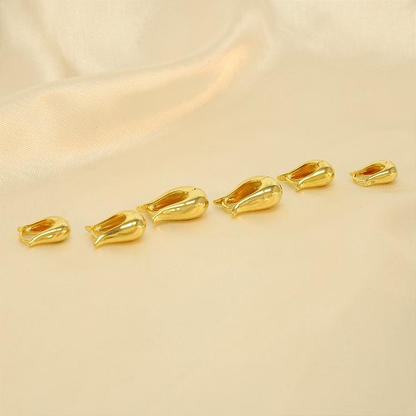 Brinco Argola em Trio Folheado a Ouro 18k