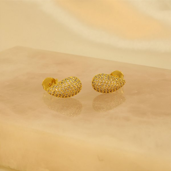 Brinco em Gota Cravejado Folheado a Ouro 18k