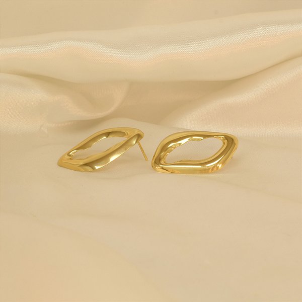 Brinco Orgânico Folheado a Ouro 18k