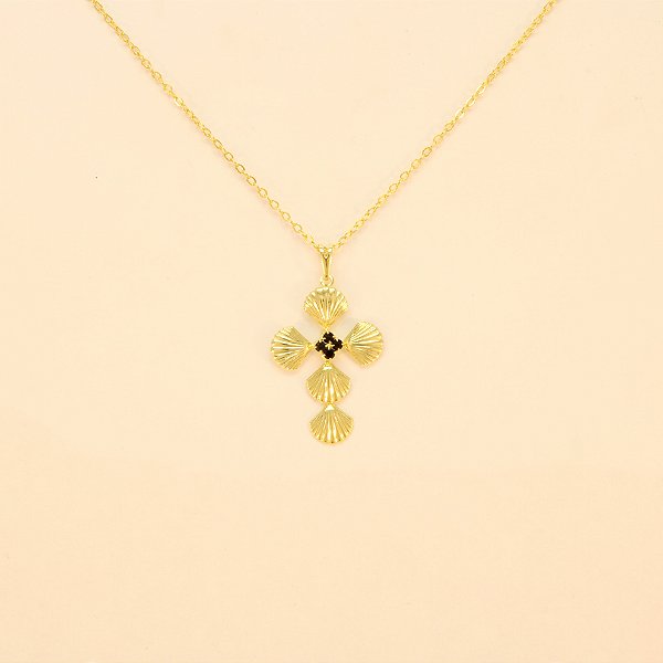 Gargantilha com Pingente de Cruz Banhado a Ouro 18k