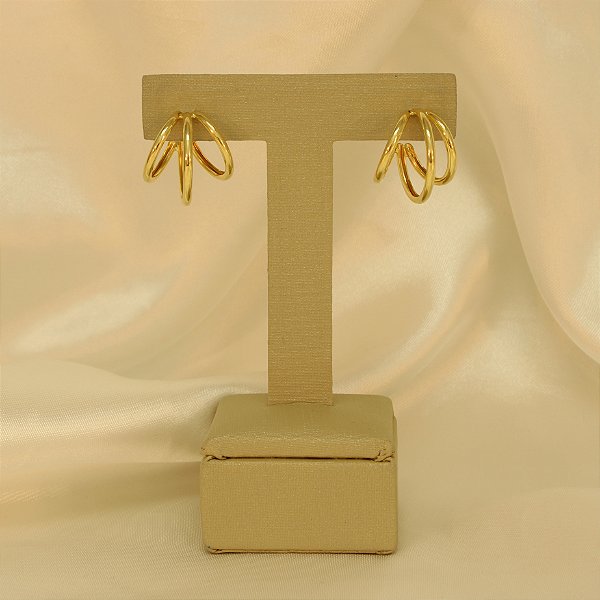 Brinco Argola Tripla Folheado a Ouro 18k