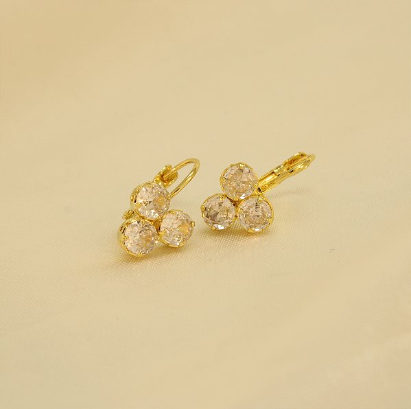 Brinco com Fecho Italiano em Zircônia Folheado a Ouro 18k