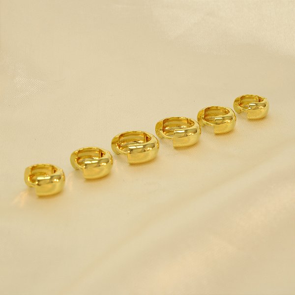 Brinco Argola em Trio Folheado a Ouro 18k