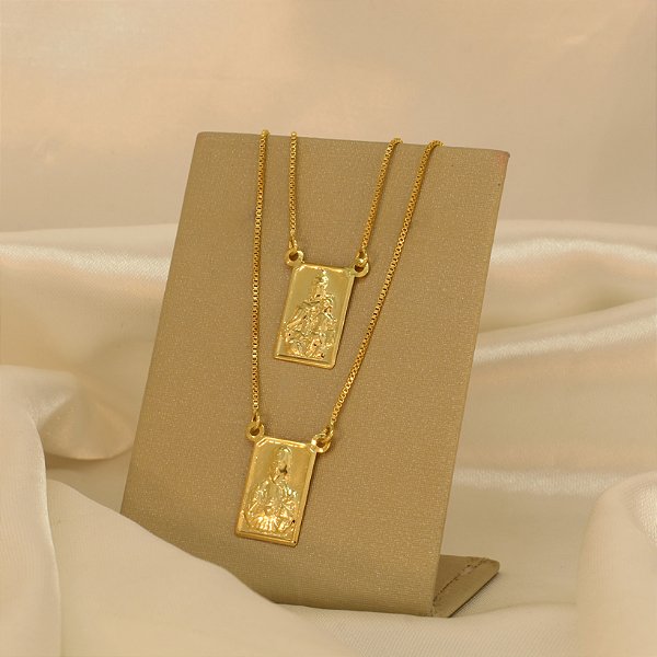 Escapulário Medalha N.Sra. do Carmo Folheado a Ouro 18k