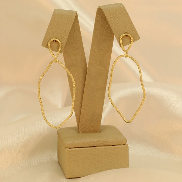 Brinco Linha Ondulado Banhado a Ouro 18k
