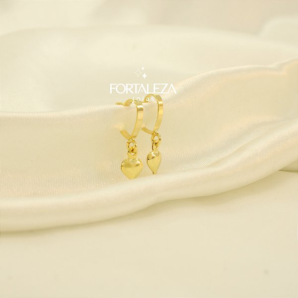 Brinco Argola de Coração Banhado a Ouro 18k