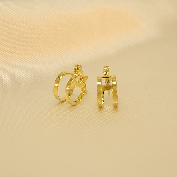 Brinco Argola Vazada Aro Pequeno Folheado a Ouro 18k