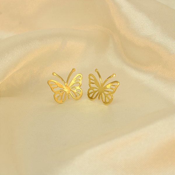 Brinco de Borboleta Banhado a Ouro 18k