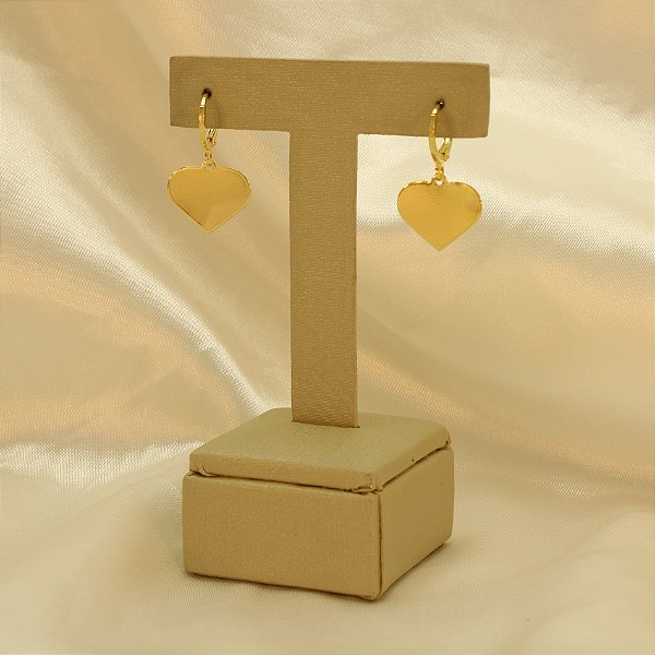 Brinco de Argola Coração Banhado a Ouro 18k