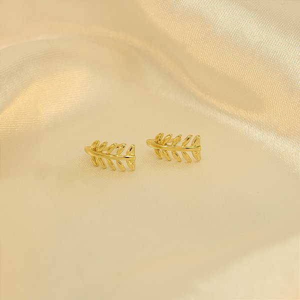 Brinco Ramo de Folhas Banhado a Ouro 18k