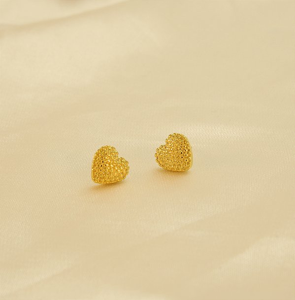 Brinco de Coração Pontilhado Folheado a Ouro 18k