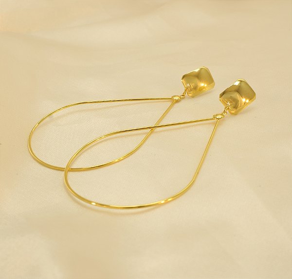 Brinco Aro Liso Vazado Banhado a Ouro 18k