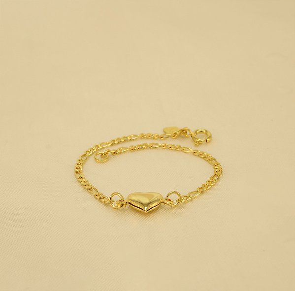 Pulseira de Coração Folheado a Ouro 18k