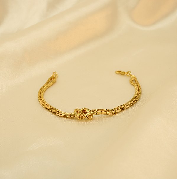 Pulseira com Nó Folheado a Ouro 18k