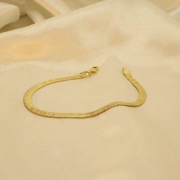 Pulseira Laminada Escrito I Love You Folheado a Ouro 18k