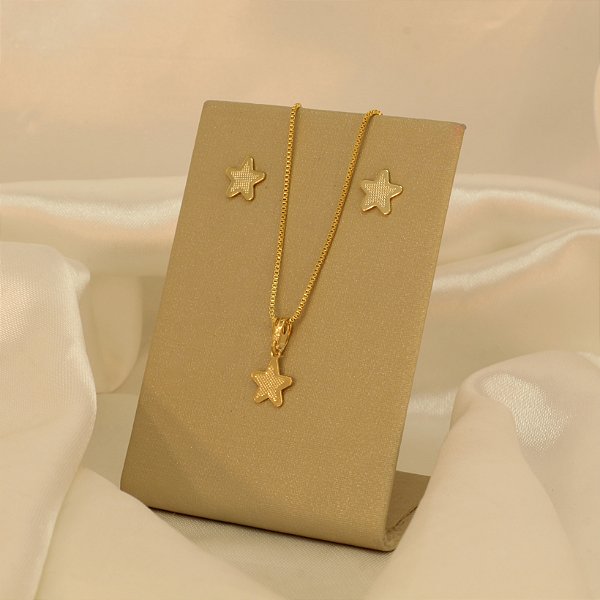 Conjunto com Design de Estrela Folheado a Ouro 18k