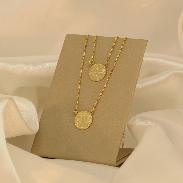 Escapulário Medalha Oração São Bento Banhado a Ouro 18k