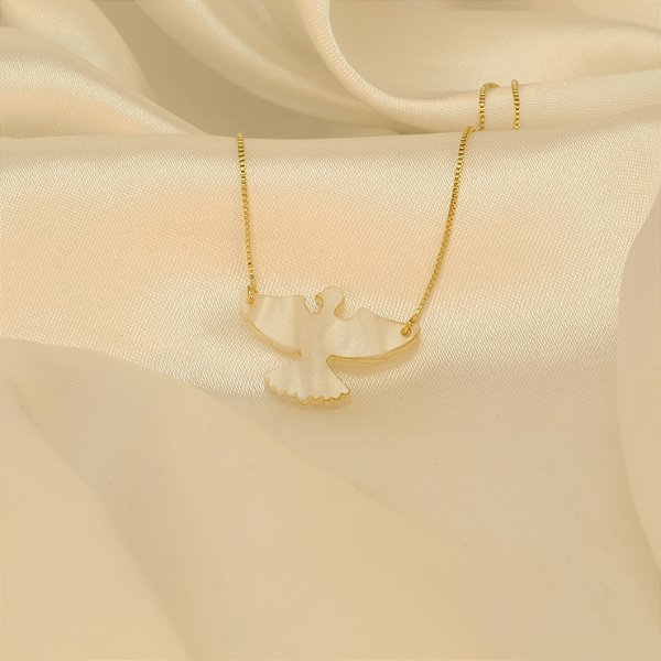 Gargantilha Espírito Santo com Resina Banhado a Ouro 18k