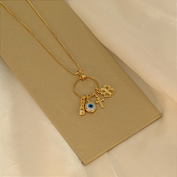 Gargantilha com Pingentes Folheado a Ouro 18k