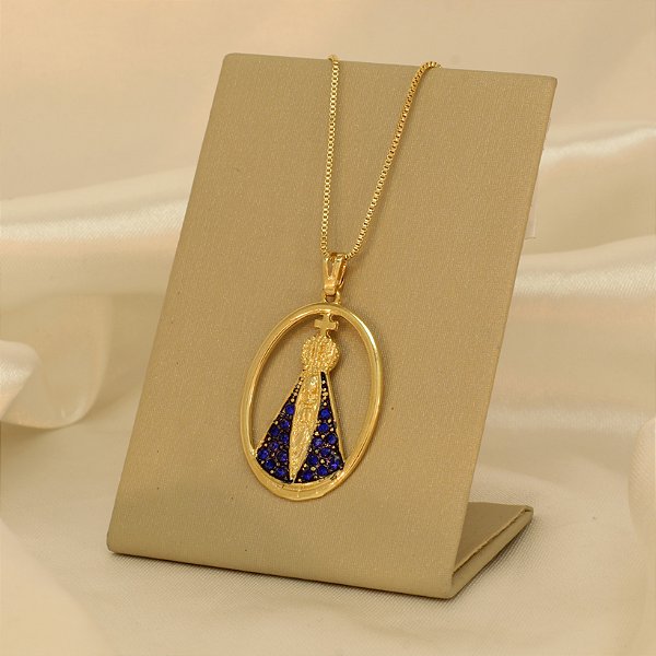 Gargantilha Nossa Senhora Aparecida Banhado a Ouro 18k