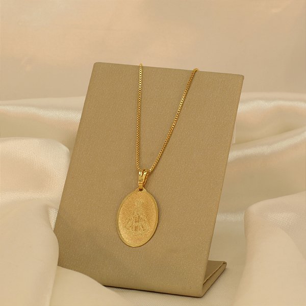 Gargantilha Nossa Senhora Aparecida Folheado a Ouro 18k