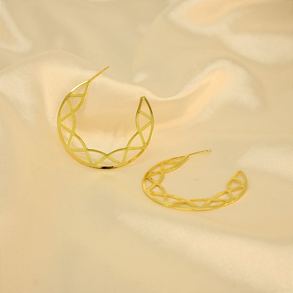 Brinco Argola Vazado Banhado a Ouro 18k