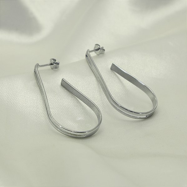 Brinco Argola Gota Banhado a Ouro Branco